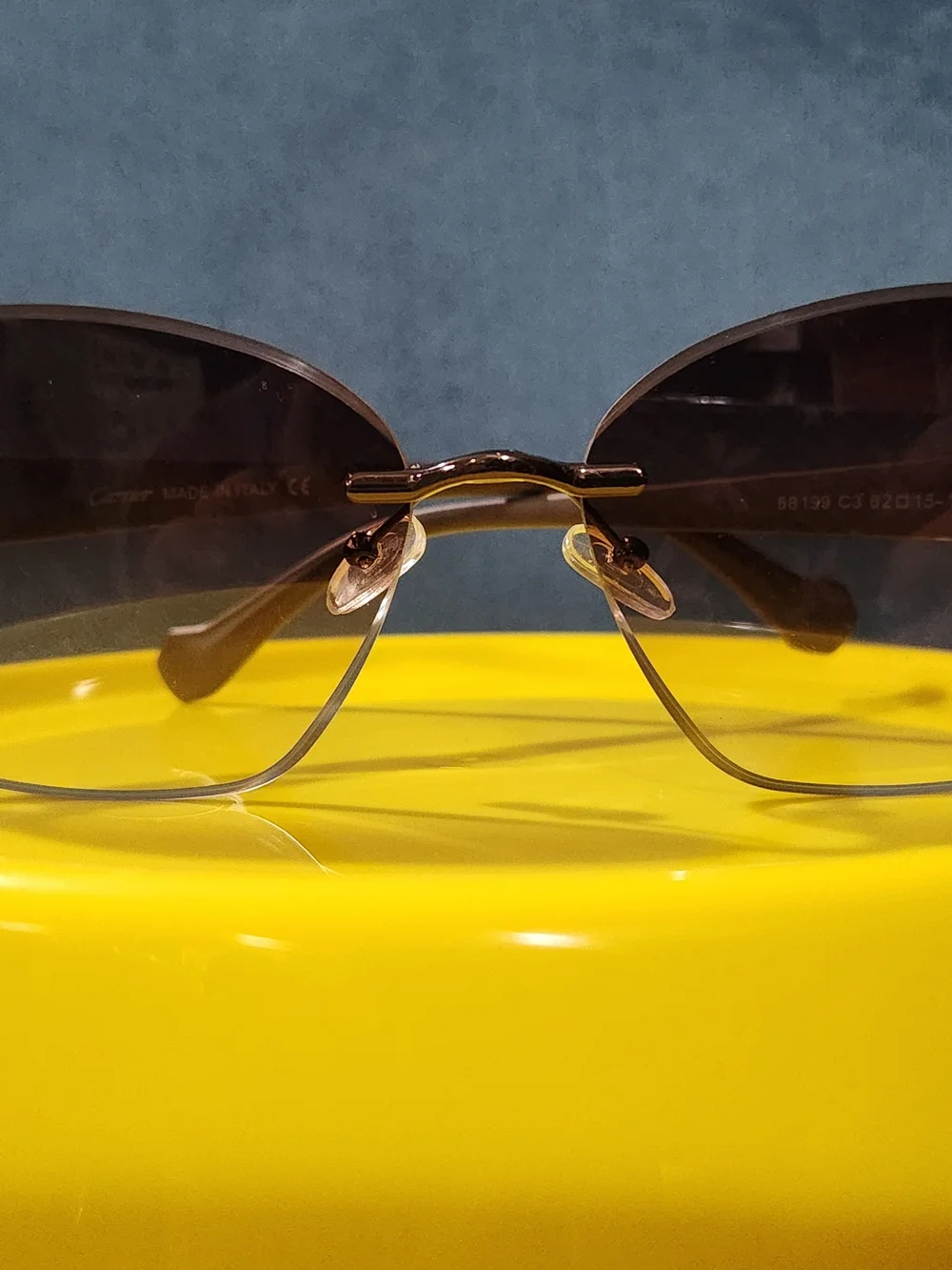 Rimless Brown Gradient Women's Sunglasses with Gold Accents